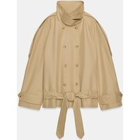 Zara - Zw Collection Short High-Neck Trench Coat - Beige - L - Woman | Zara UK