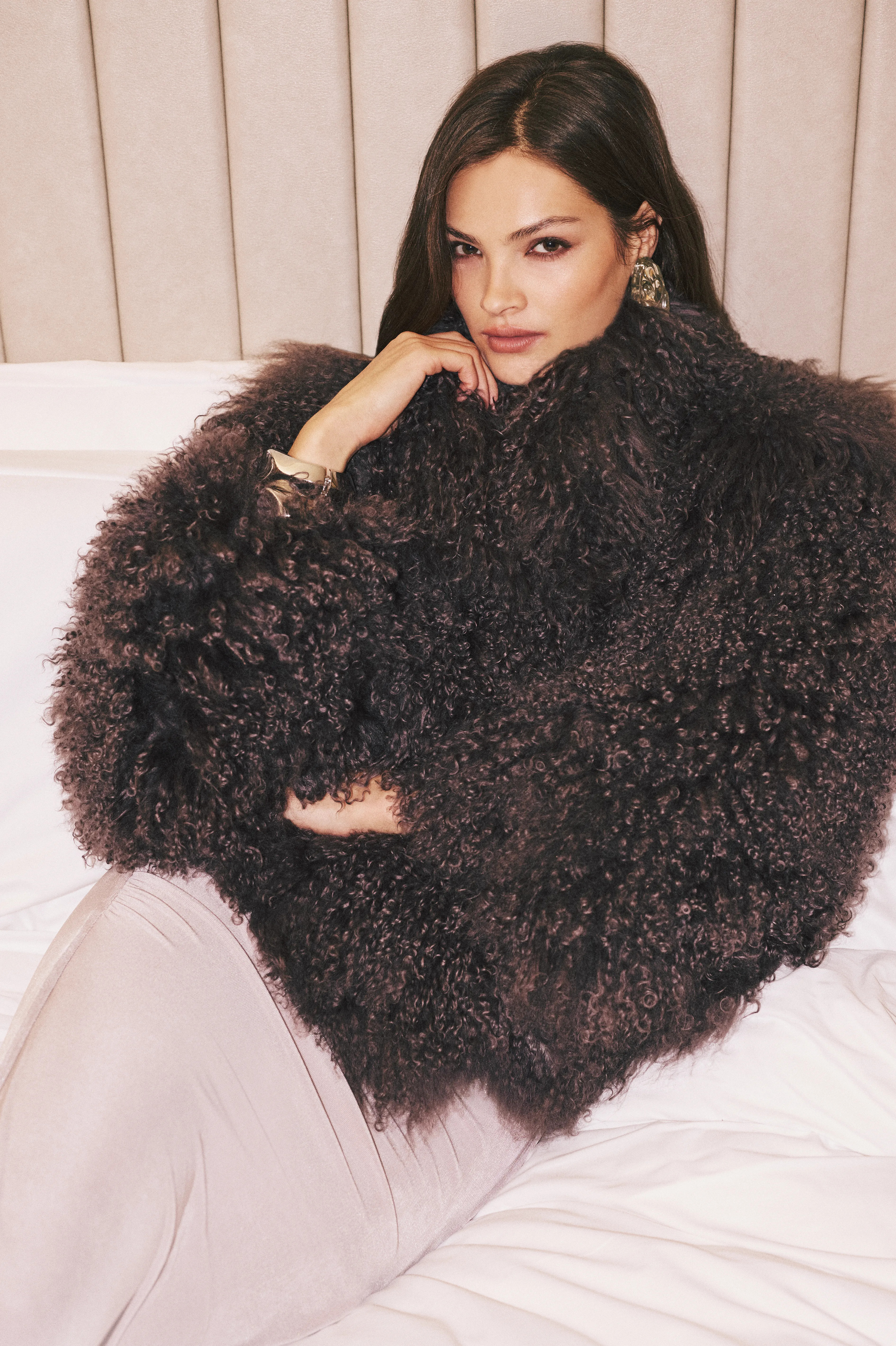 Mongolian Shearling Short Coat | Karen Millen UK + IE + DE + NL