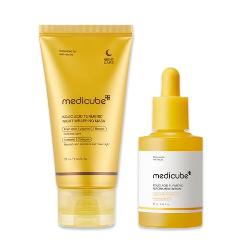 medicube Kojic Acid Overnight Care & Nourish Duo for Troubled Skin: Kojic Acid Turmeric Overnight Wrapping Peel Off Mask and Kojic Acid Turmeric Clarifying & Balancing Capsule Serum | Amazon (US)