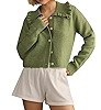 MISSACTIVER Women Ruffle Collar Cropped Cardigan Casual Lapel Button Down Sweaters Long Sleeve Op... | Amazon (US)