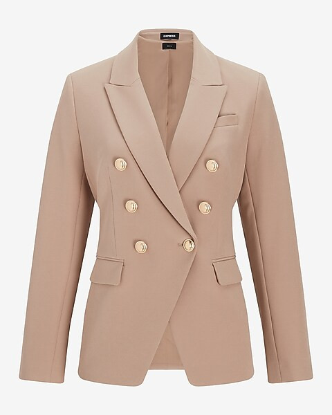 Supersoft Twill Double Breasted Novelty Button Blazer | Express