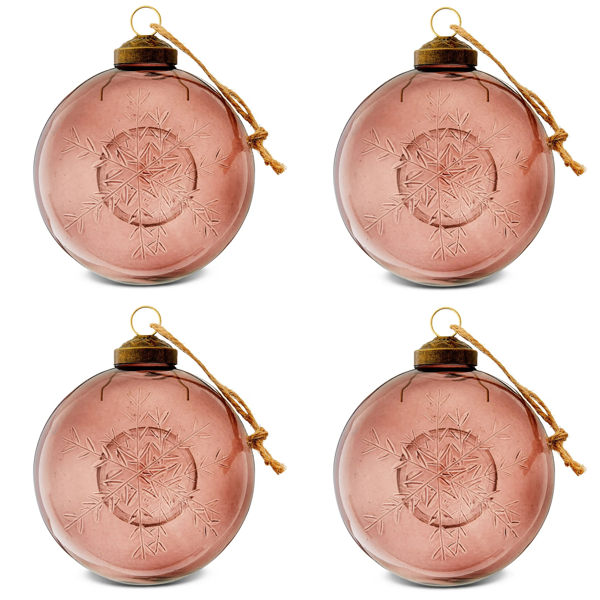 4 Count Brown Etched Snowflake Christmas Ball Ornaments, 4", by Holiday Time | Walmart (US)