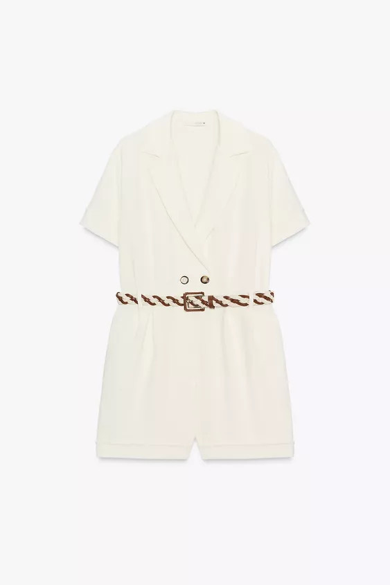 BRAIDED BELT SHORT JUMPSUIT | Zara US