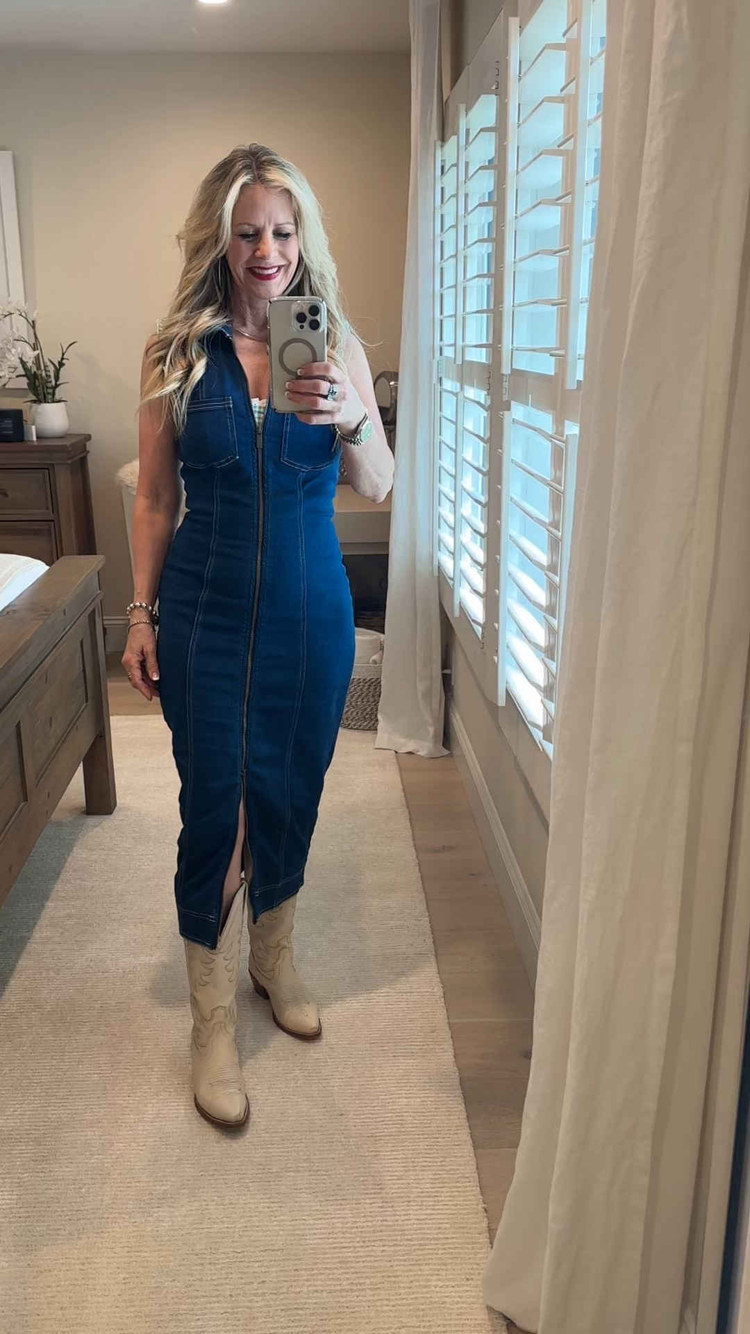 Layered a gingham bralette under this fab Pilcro denim dress from Anthropologie for a fresh, playful look. Styled it with my go-to cowboy boots from Tecovas—the perfect blend of feminine and Western. 

 #WesternStyle #SpringStyle  #LTKStyle50
Red Carpet of Life, denim dress, spring/summer outfit
