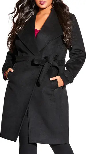 City Chic So Sleek Belted Coat | Nordstrom | Nordstrom