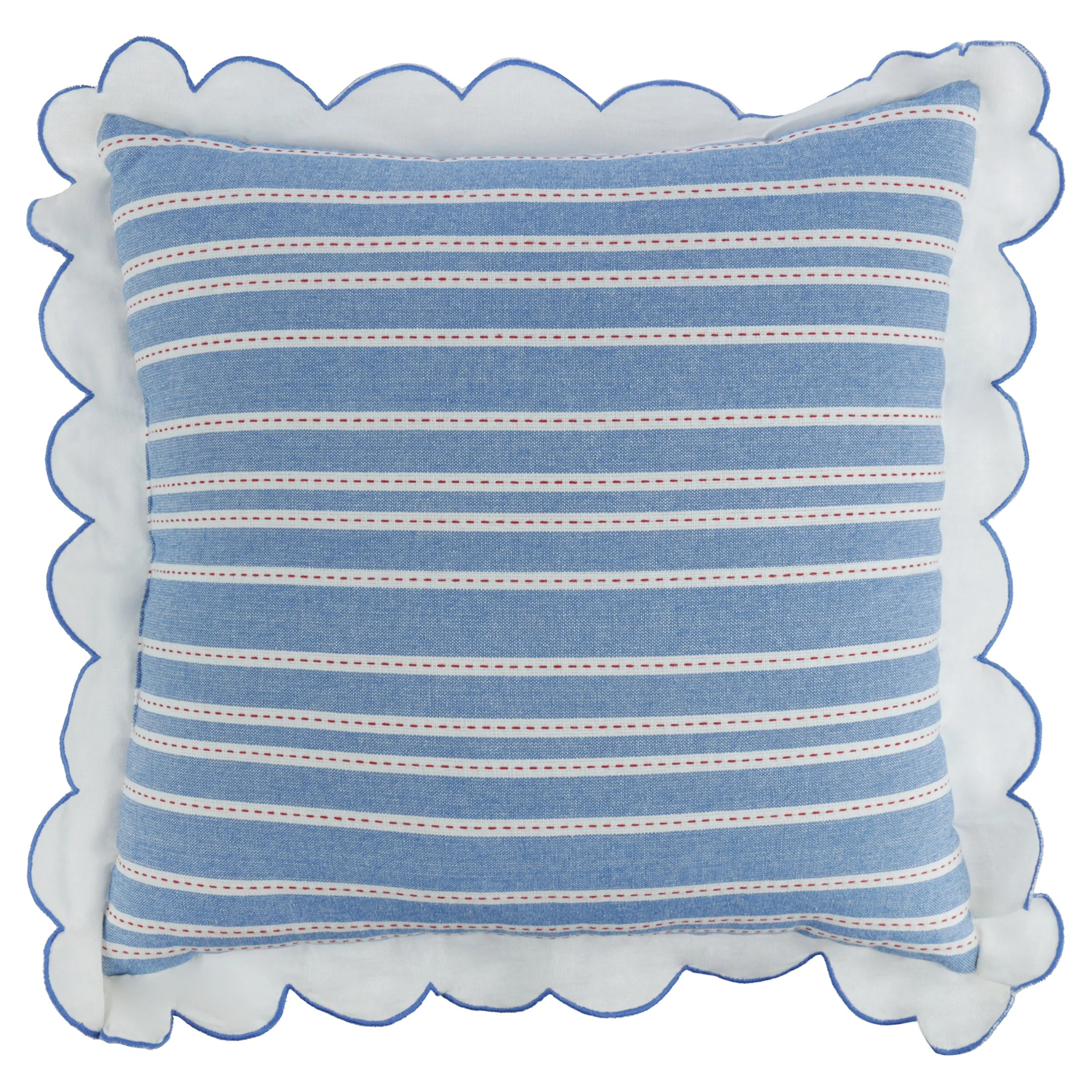 Striped Frill Decorative Pillow, Red/White/Blue, 14" x 14", Patriotic by Way To Celebrate | Walmart (US)