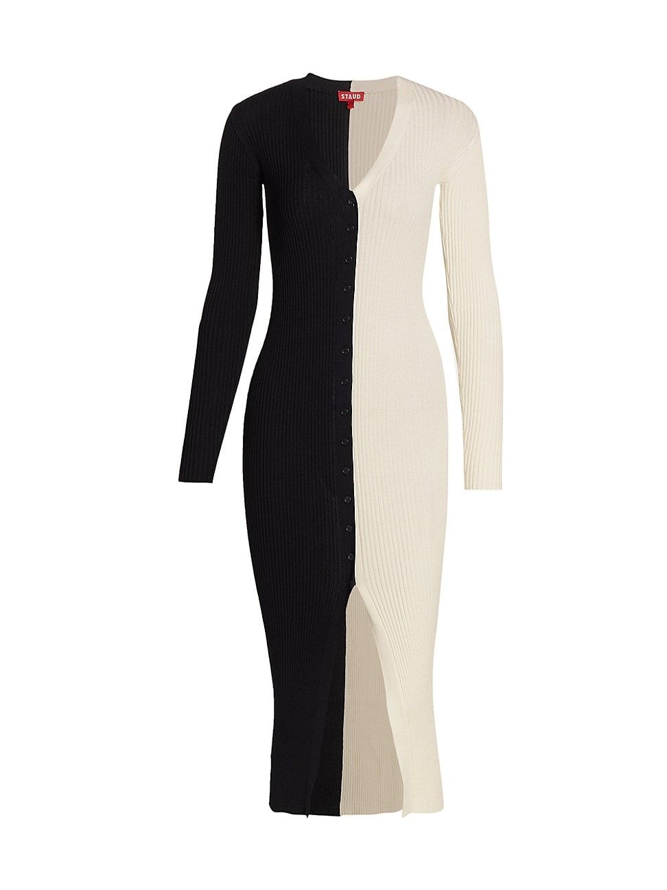 Staud Women's Shoko Colorblock Sweater Dress - Black White - Size Large | Saks Fifth Avenue