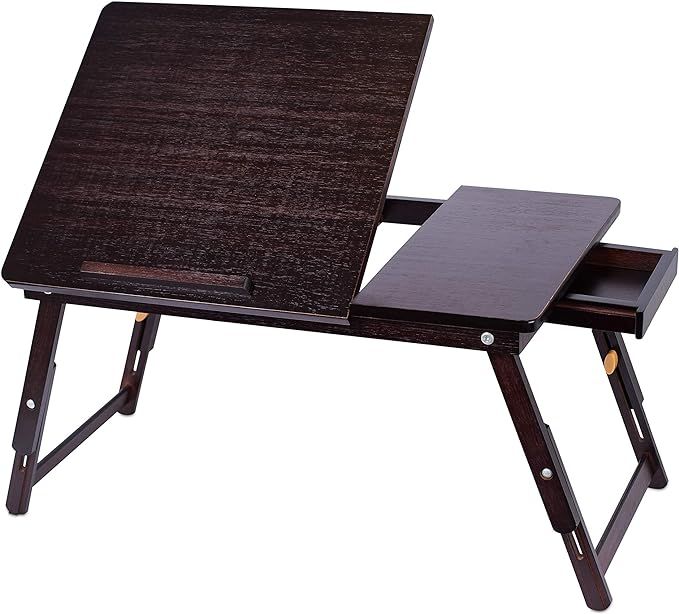 Sofia + Sam Bamboo Laptop Lap Tray with Adjustable Legs - Foldable Breakfast Serving Bed Tray - L... | Amazon (US)