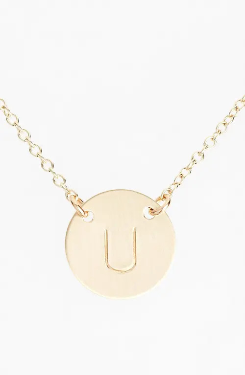Nashelle 14k-Gold Fill Anchored Initial Disc Necklace in 14K Gold Fill U at Nordstrom | Nordstrom