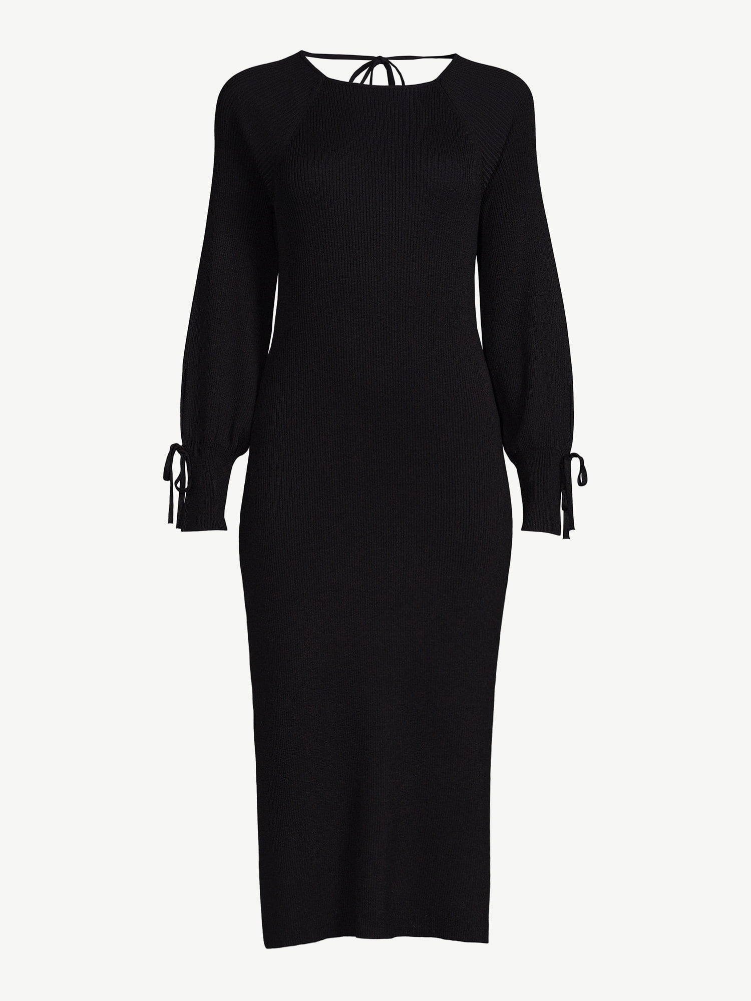 Free Assembly Women's Tie Back Sweater Midi Dress with Blouson Sleeves | Walmart (US)