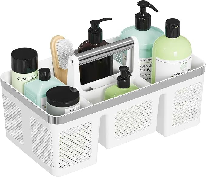 BYUNER Plastic Shower Caddy Dorm: Portable Shower Basket Tote with Handle, 4 Compartments, All-Si... | Amazon (US)