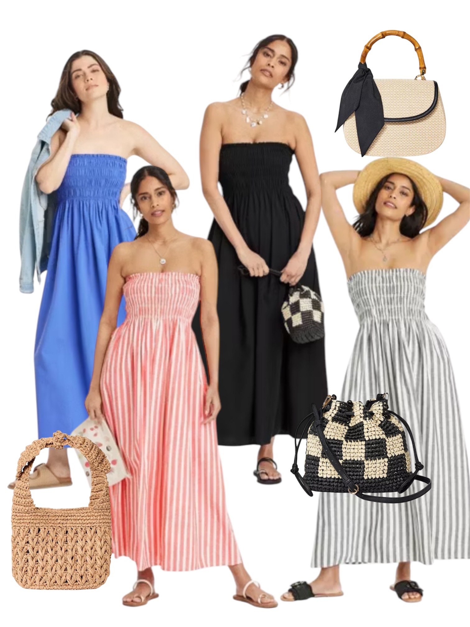 Strappless A line midi dress
Spring dress
Summer dress
Smocked dress
Straw handbags 
Summer handbag
Fit & flare dress
Travel dress




#LTKStyleTip #LTKSeasonal #LTKItBag
