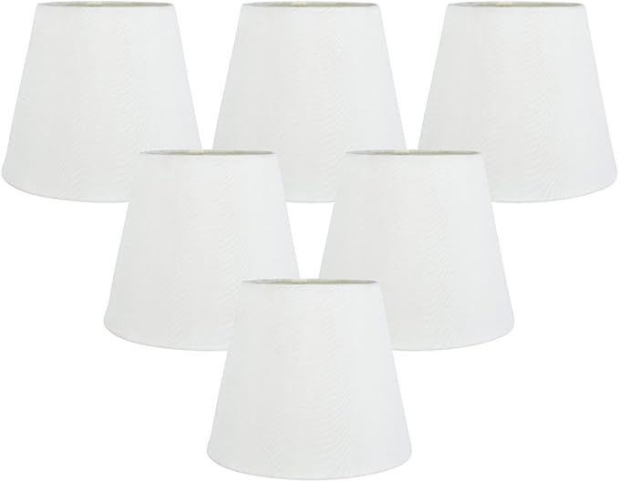 Meriville Set of 6 Off White Faux Silk Clip On Chandelier Lamp Shades, 4-inch by 6-inch by 5-inch | Amazon (CA)