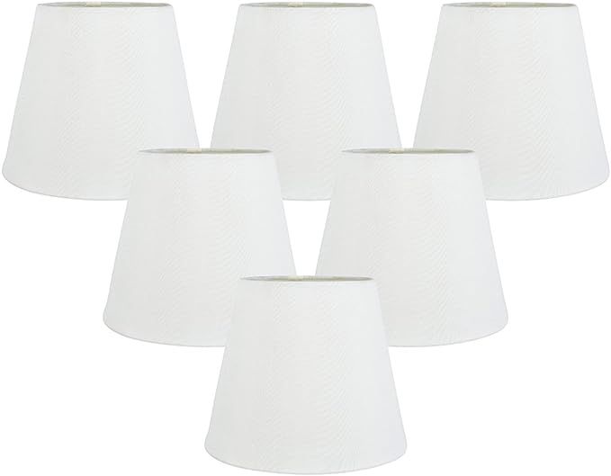 Meriville Set of 6 Off White Faux Silk Clip On Chandelier Lamp Shades, 4-inch by 6-inch by 5-inch | Amazon (CA)