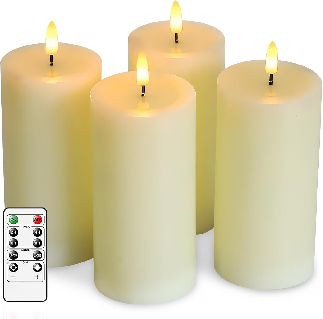 MUMCHASI 4 Packs Flameless Candles, Battery Operated with Remote, Real Wax Flickering LED Candles... | Amazon (US)