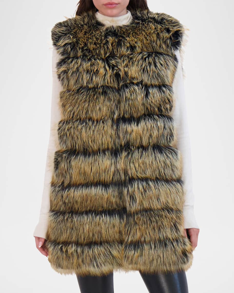 Theia Fox-Like Faux Fur Vest | Neiman Marcus