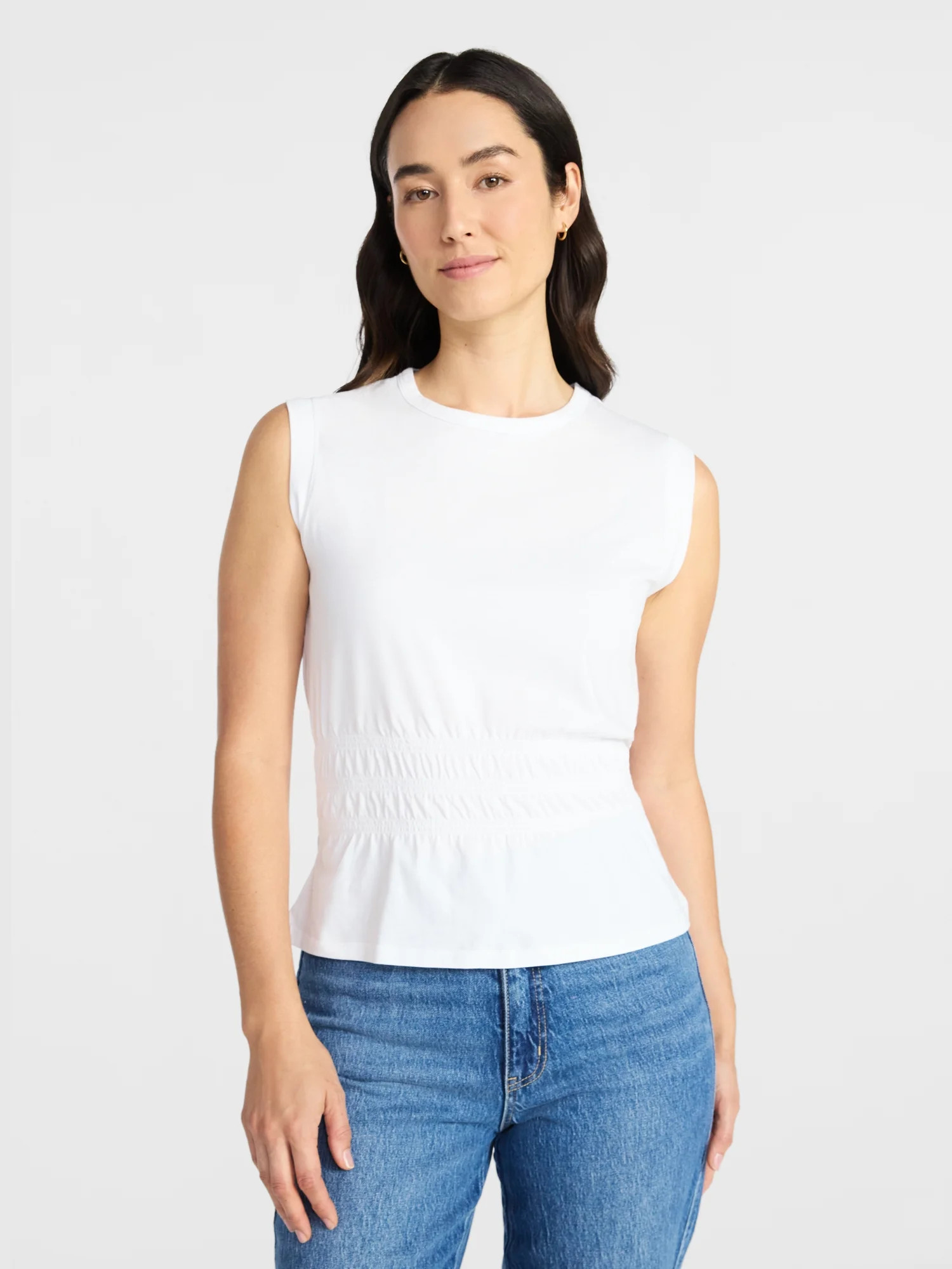 Time and Tru Women's Cotton Peplum Tank Top, Sizes XS-XXXL | Walmart (US)