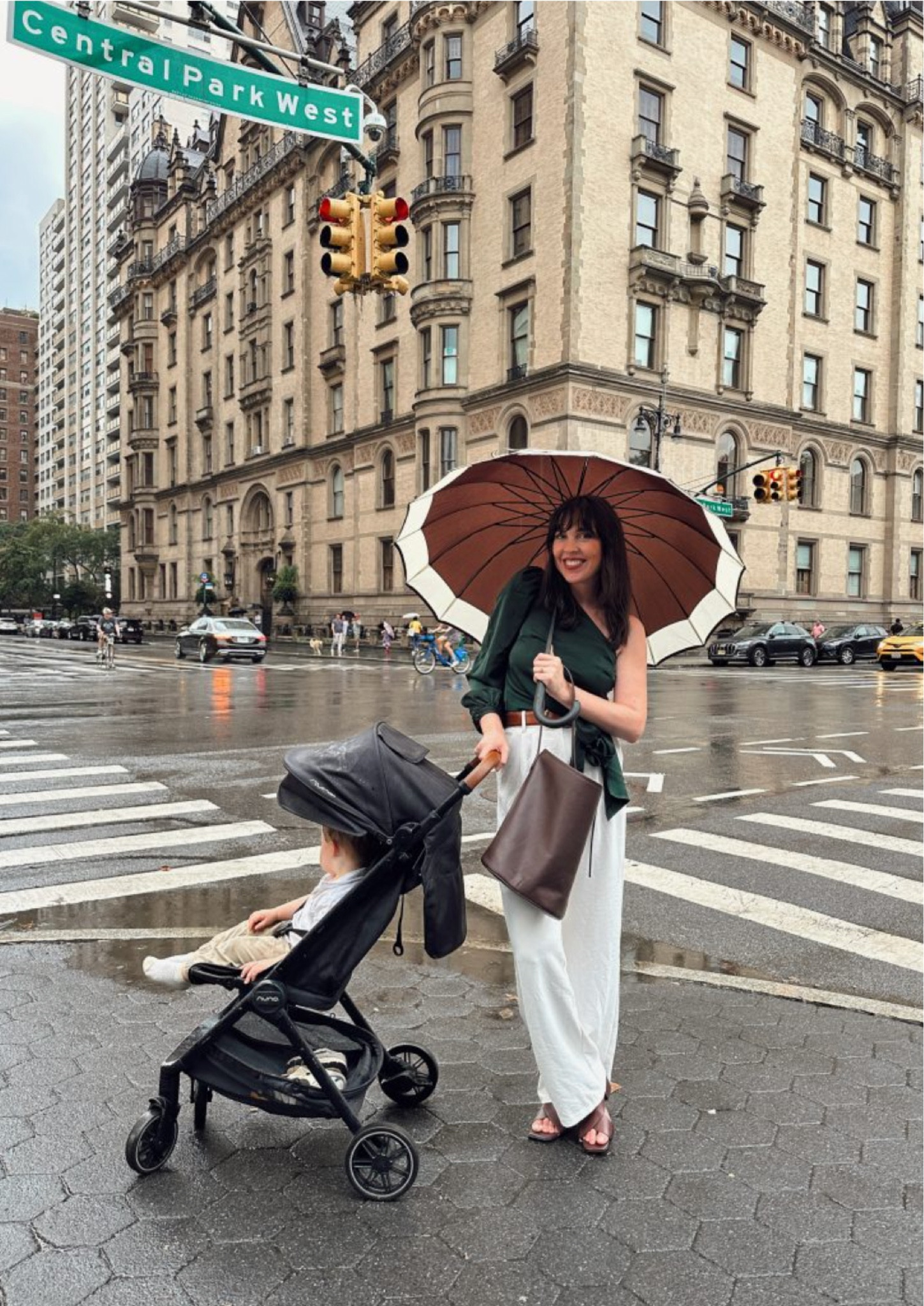 Dressed up for dinner - emerald green top, cream pants, fall bag and fall shoes 30% off 🤍

#LTKsalealert #LTKstyletip