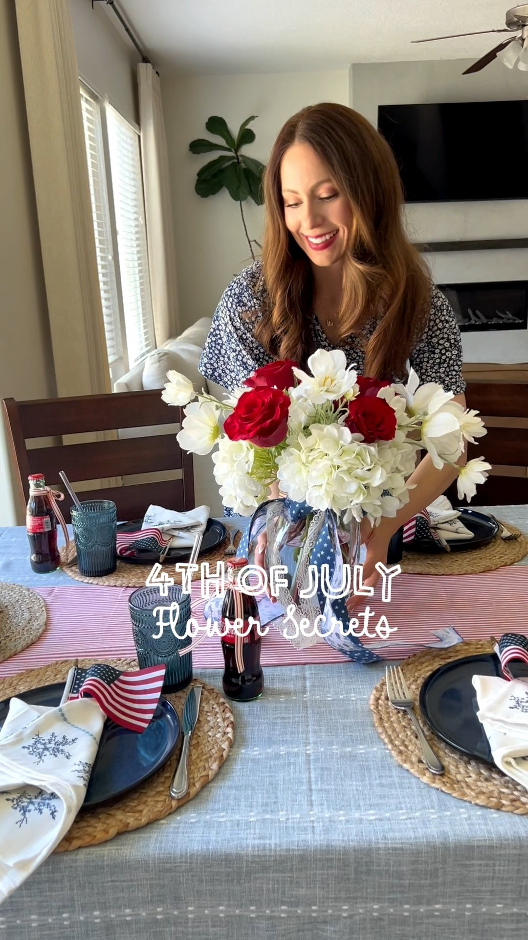 Arrange this centerpiece for your red, white and blue table! 🇺🇸 all my easy tips for a long-lasting bunch of blooms 🥰☀️ PLUS my Americana tablescape picks for the season! ❤️Becca

#LTKSeasonal #LTKHome