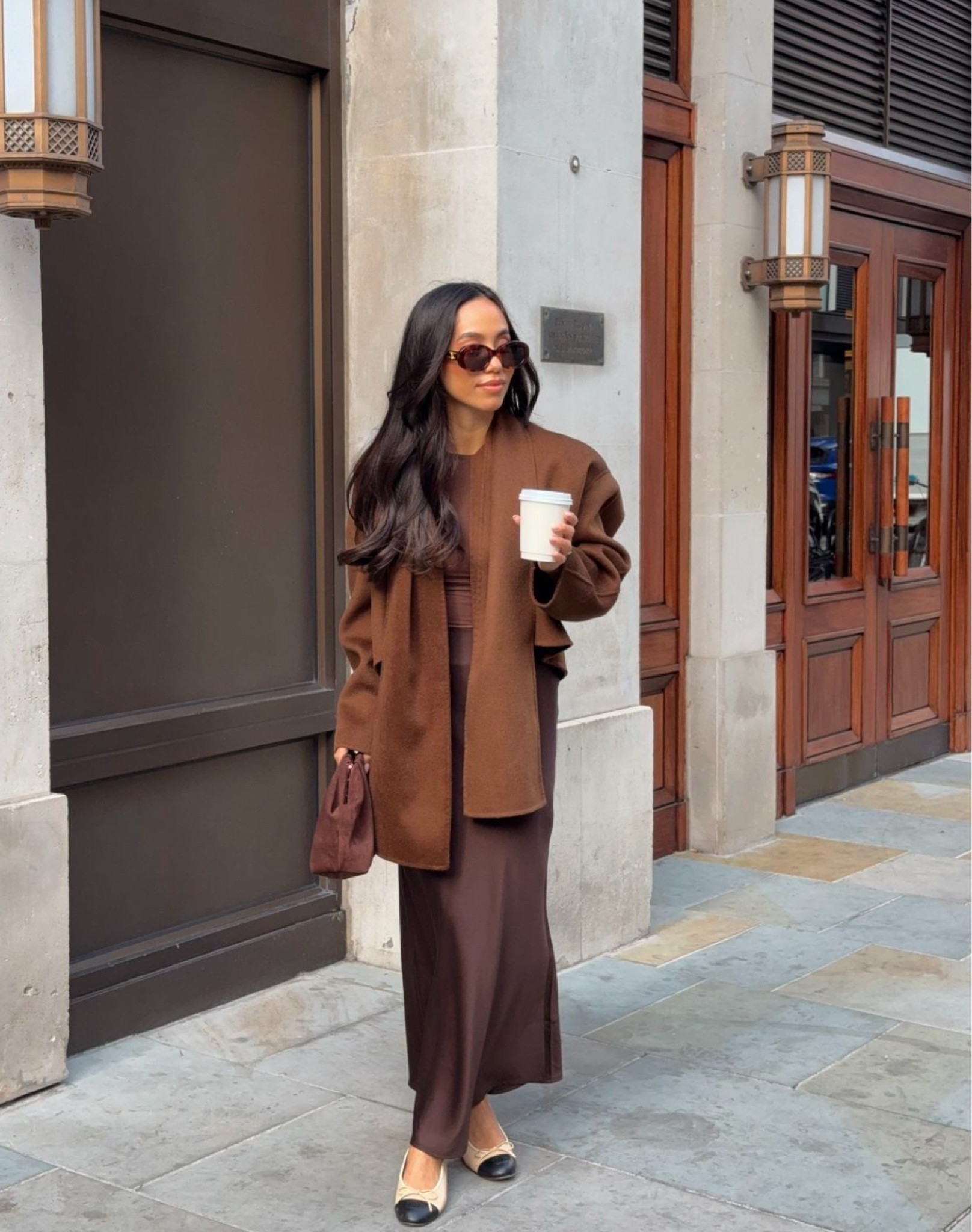 Satin skirts are the most elegant addition to elevate a cosy outfit 🤎 all chocolate look, scarf coat and suede clutch bag

#LTKworkwear #LTKautumn #LTKstyletip