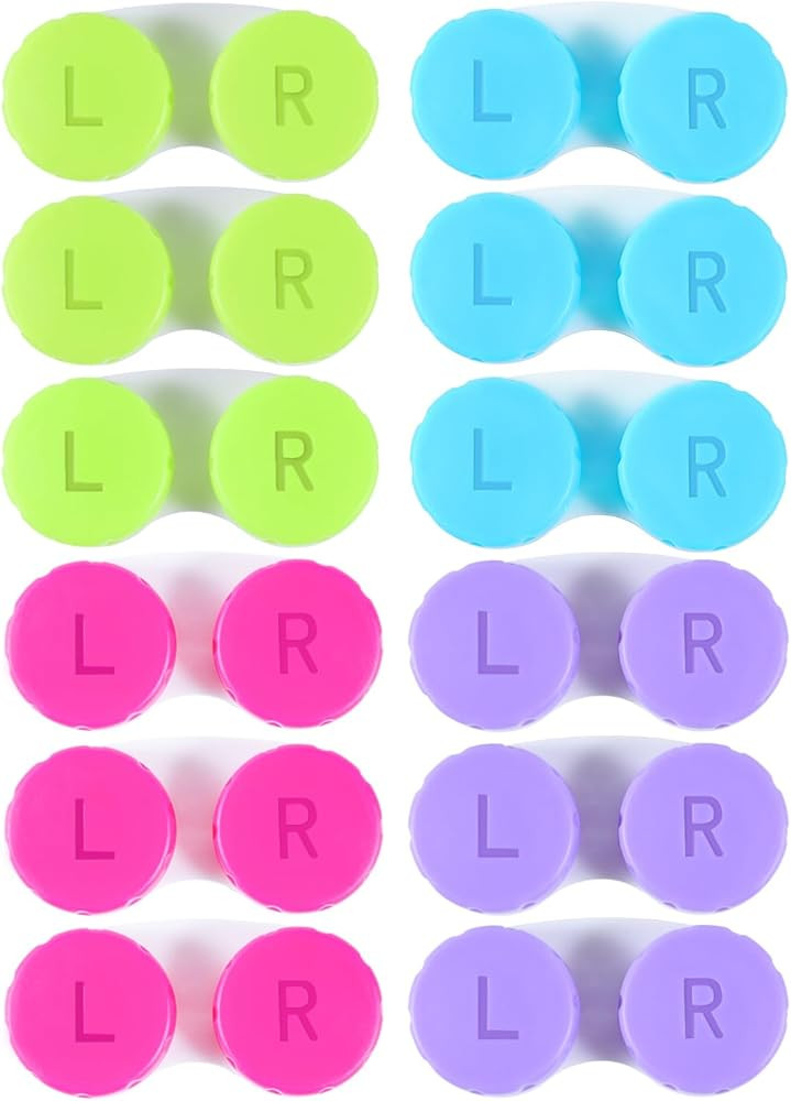KISEER 12 Pack Colorful Contact Lens Case Box Holder Container Soak Storage Kit | Amazon (US)
