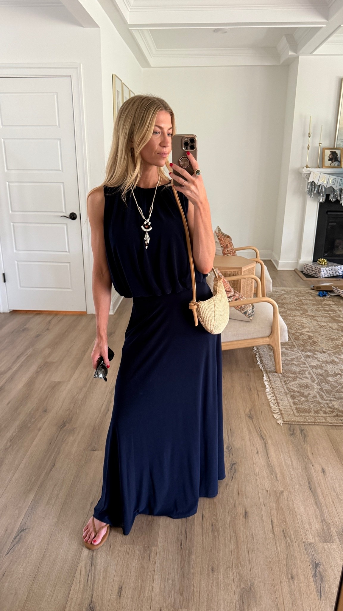 Navy maxi skirt set. 

Top: TTS, wearing a S
Skirt: runs big, wearing an XS

#LTKmomlife #LTKgrwm #LTKootd