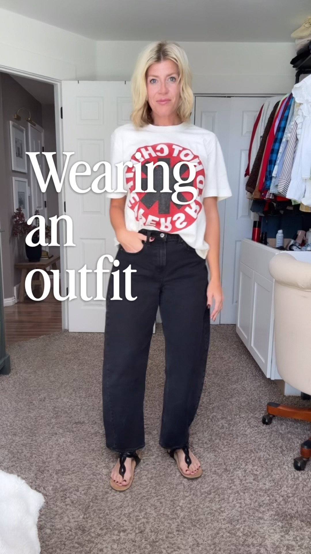 Summer to fall transition outfit 
Wearing vs styling jeans and a tee
Basic not boring

#LTKootd #LTKmomlife #LTKOver40