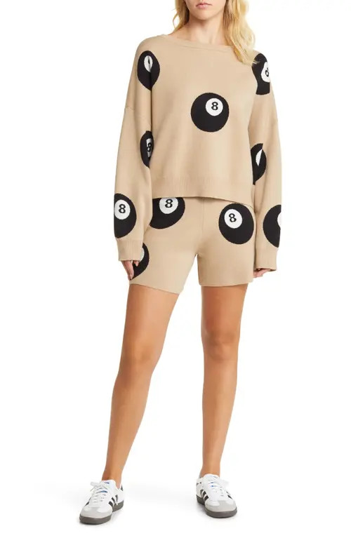 Dressed in Lala The Future Is Now Sweater & Shorts Set in Tan at Nordstrom, Size X-Large | Nordstrom