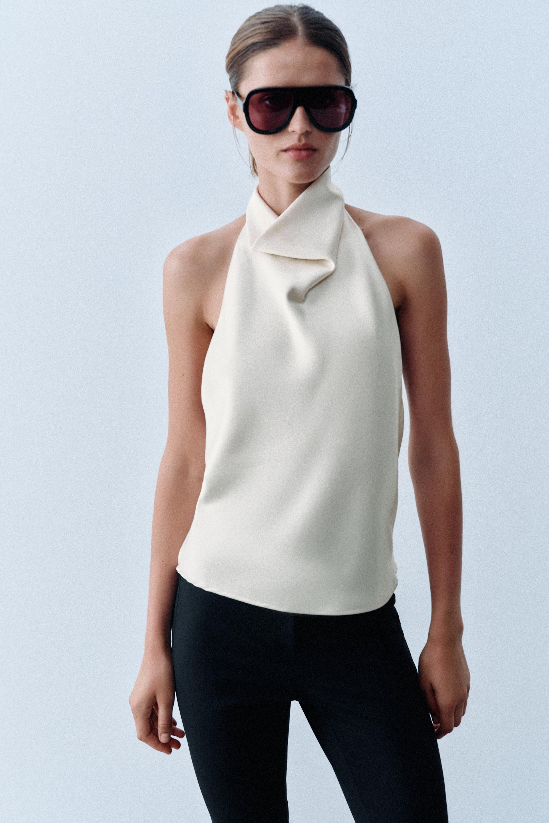 Zara - Satin Effect Halter Top - Brown - Xl - Woman | Zara US