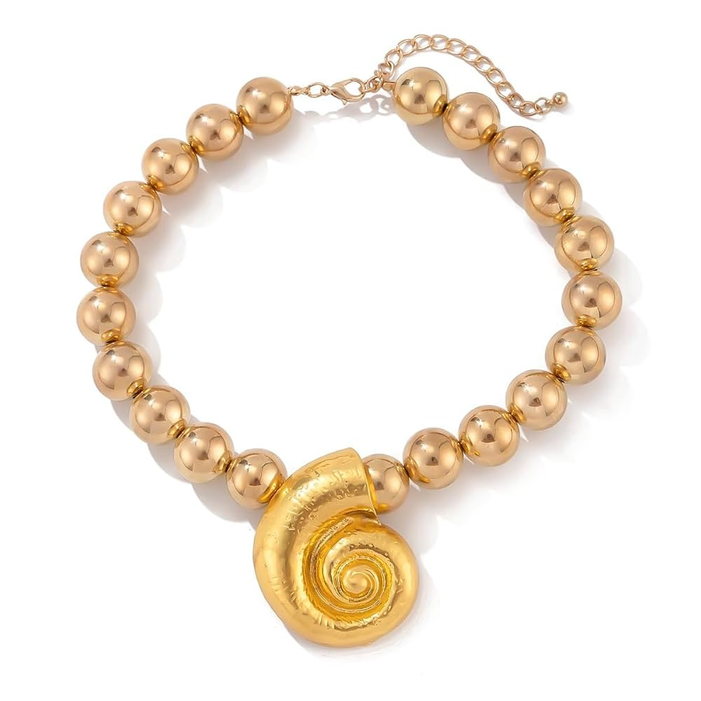 Gold Conch Shell Necklace, Ursula Necklace with Large Pearl Snail Shell Necklace for Women, Ursul... | Amazon (US)