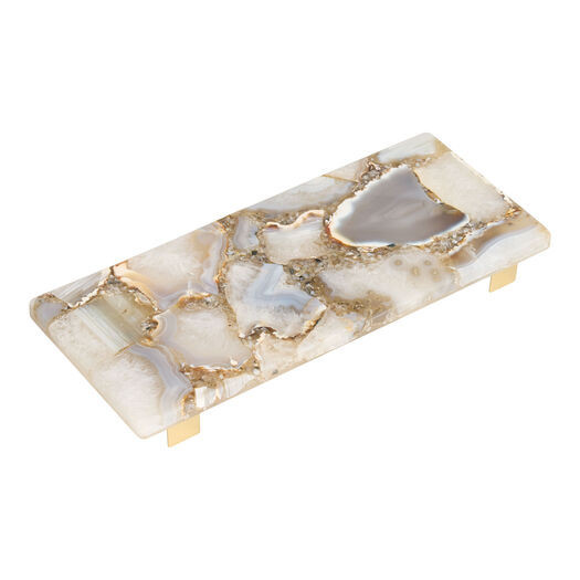 Semiprecious Agate and Gold Metal Footed Serving Tray by World Market | World Market