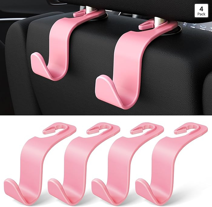 Amooca Car Seat Headrest Hook 4 Pack Hanger Storage Organizer Universal for Handbag Purse Coat Un... | Amazon (US)
