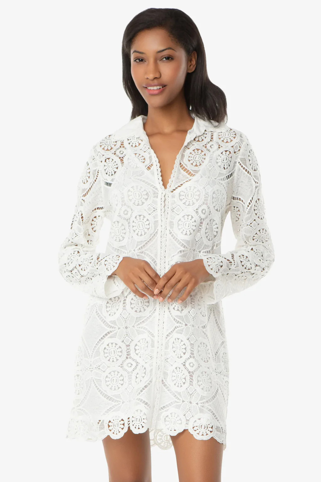 Lace Button Front Dress  |   Lace Crochet | Helen Jon
