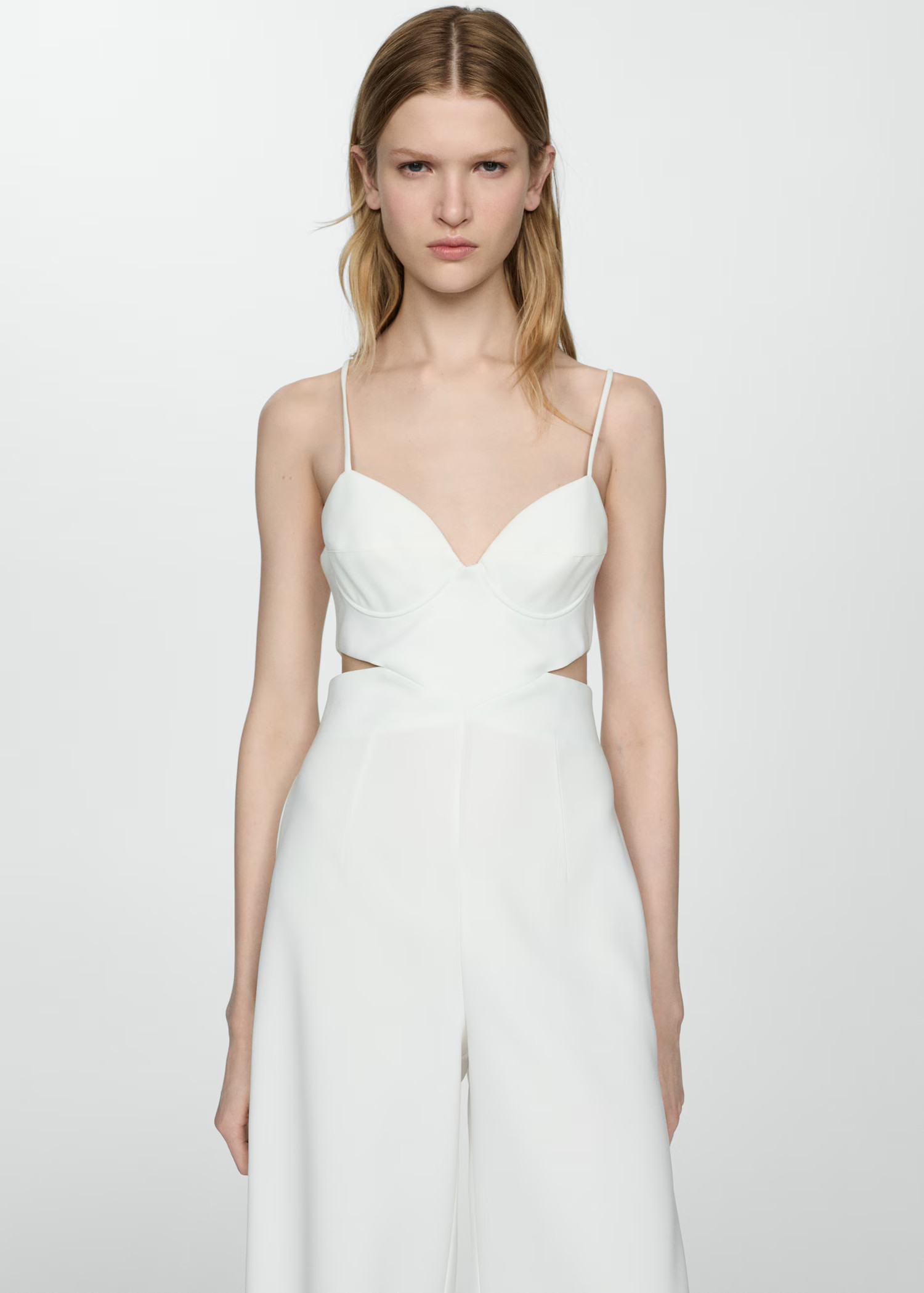 Jumpsuit with straps and side slits - Woman | MANGO USA | MANGO (US)
