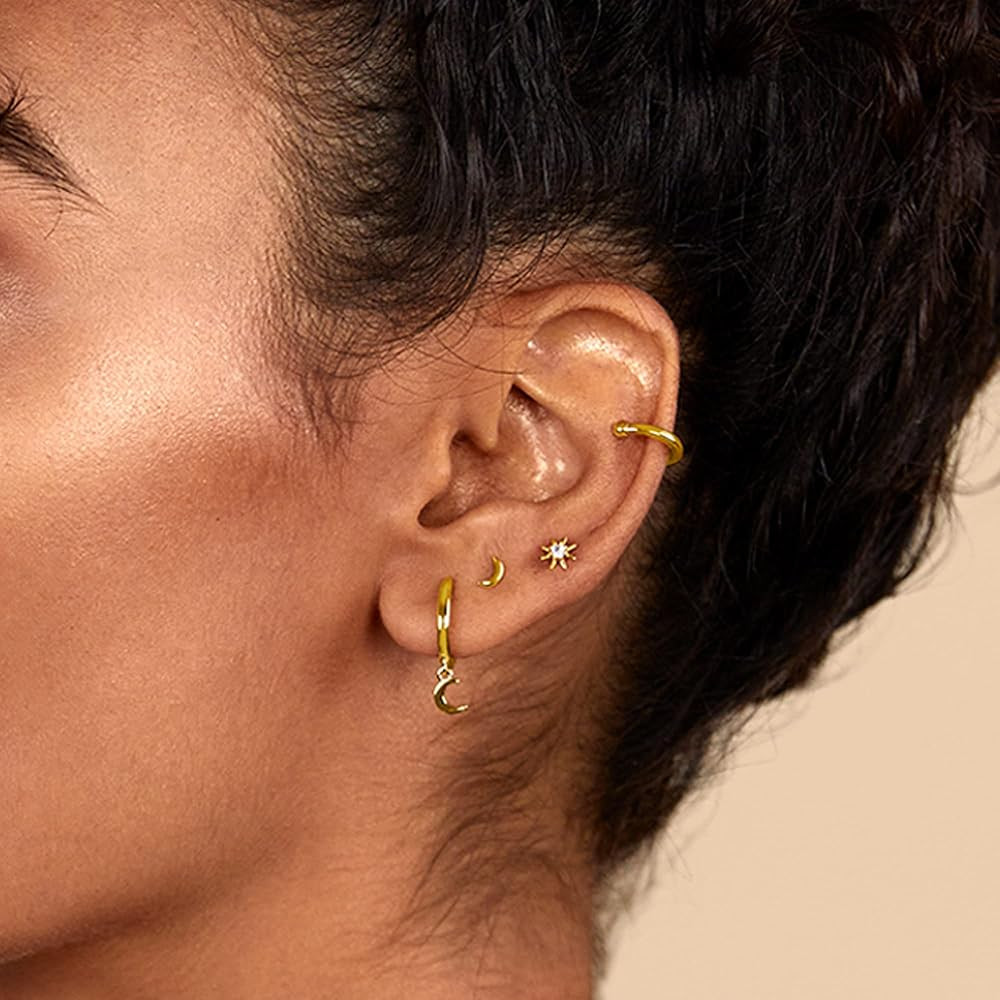 PAVOI 14K Gold Plated 925 Sterling Silver Posts Pair of Flat Back Stud Earrings for Women | Carti... | Amazon (US)