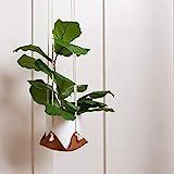 KEYAIIRA - Leather Plant Hanger - boho indoor modern plant pot holder macrame hanging basket for lar | Amazon (US)