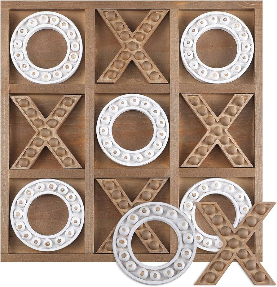 Tic Tac Toe Game 10.6 Inch Rustic Wood Board Game Coffee Table Games Tic Tac Toe Table Decor for ... | Amazon (US)
