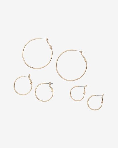 Set of Three Thin Hoop Earrings | Express
