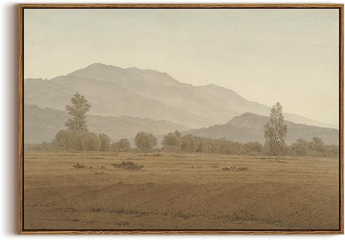 KISSFOX Vintage Landscape Framed Wall Art Grassland Mountain Canvas Wall Art Minimalist Neutral F... | Amazon (US)