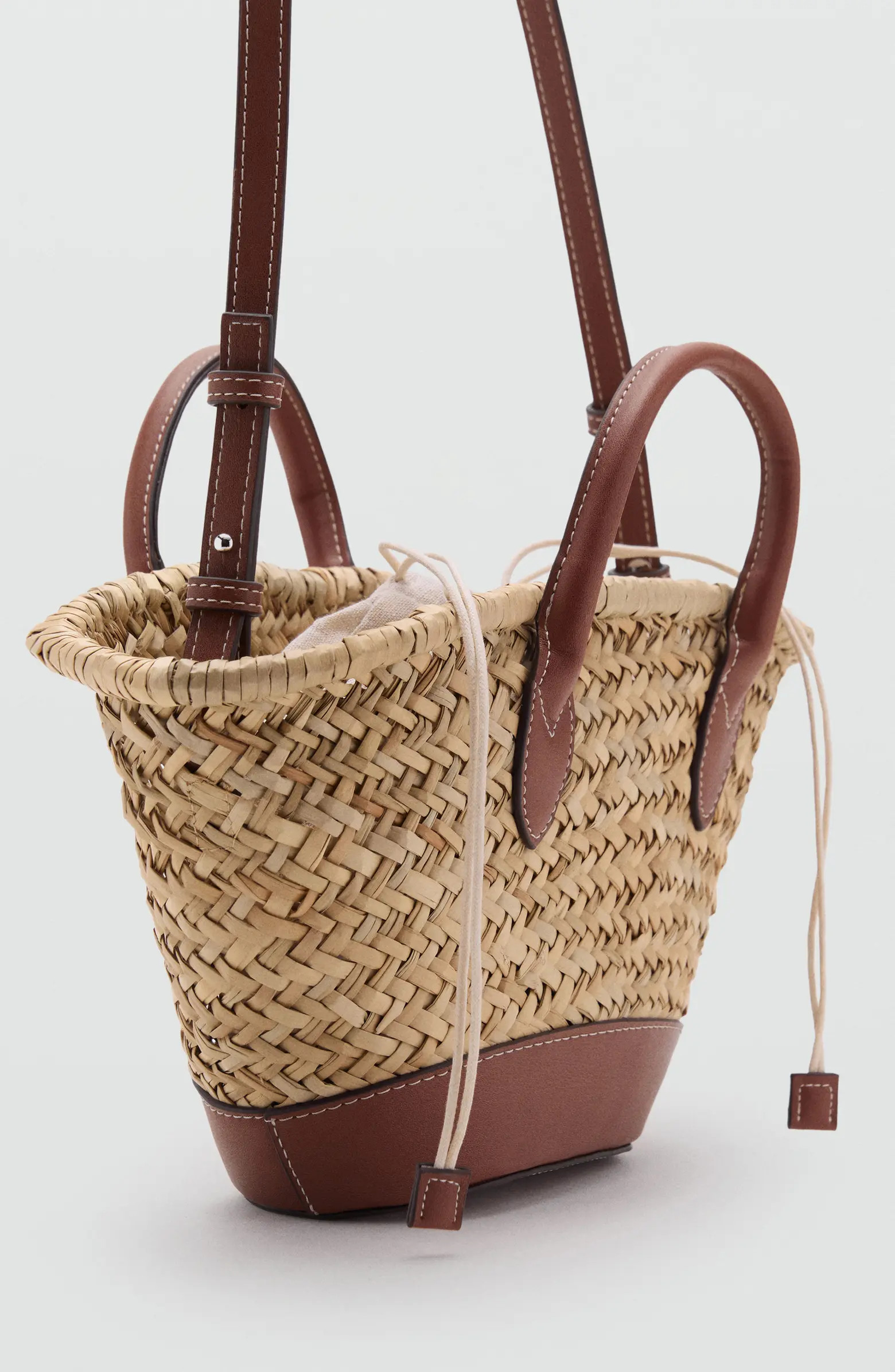 MANGO Small Double Handle Natural Fiber Crossbody Bag | Nordstrom | Nordstrom