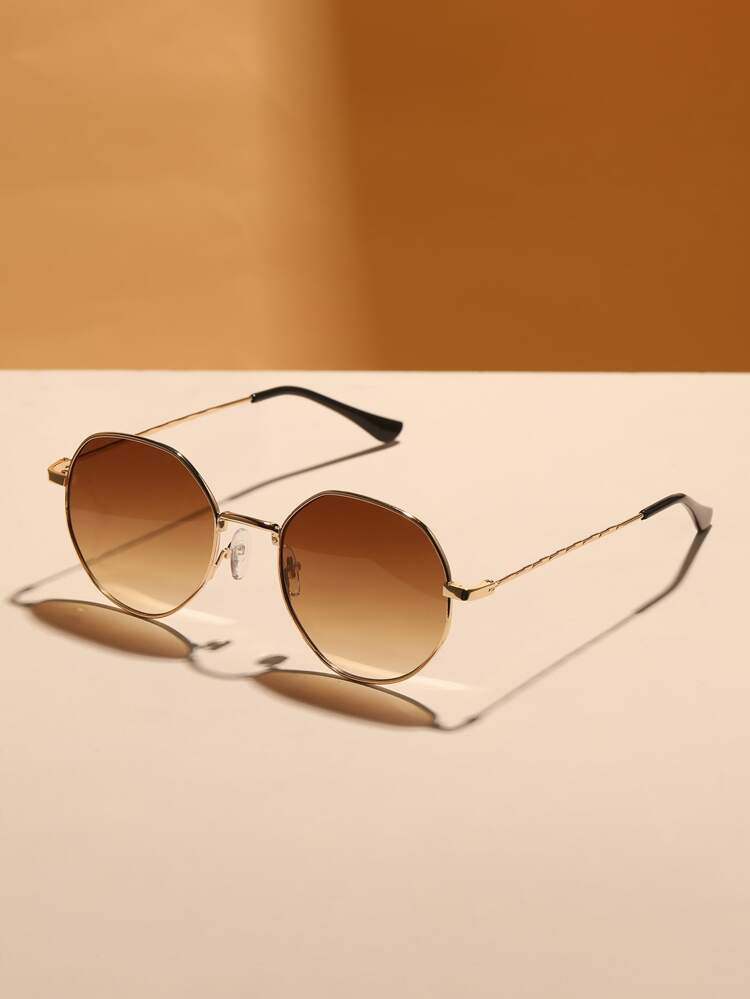Metal Frame Ombre Lens Fashion Glasses | SHEIN