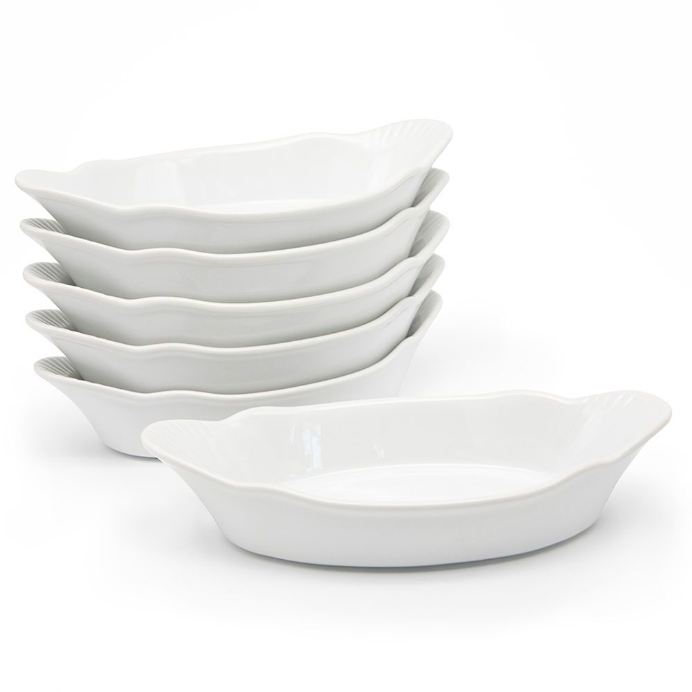 Kook Au Gratin Baking Dishes, Ceramic, White, 18 oz, Set of 6 | Walmart (US)