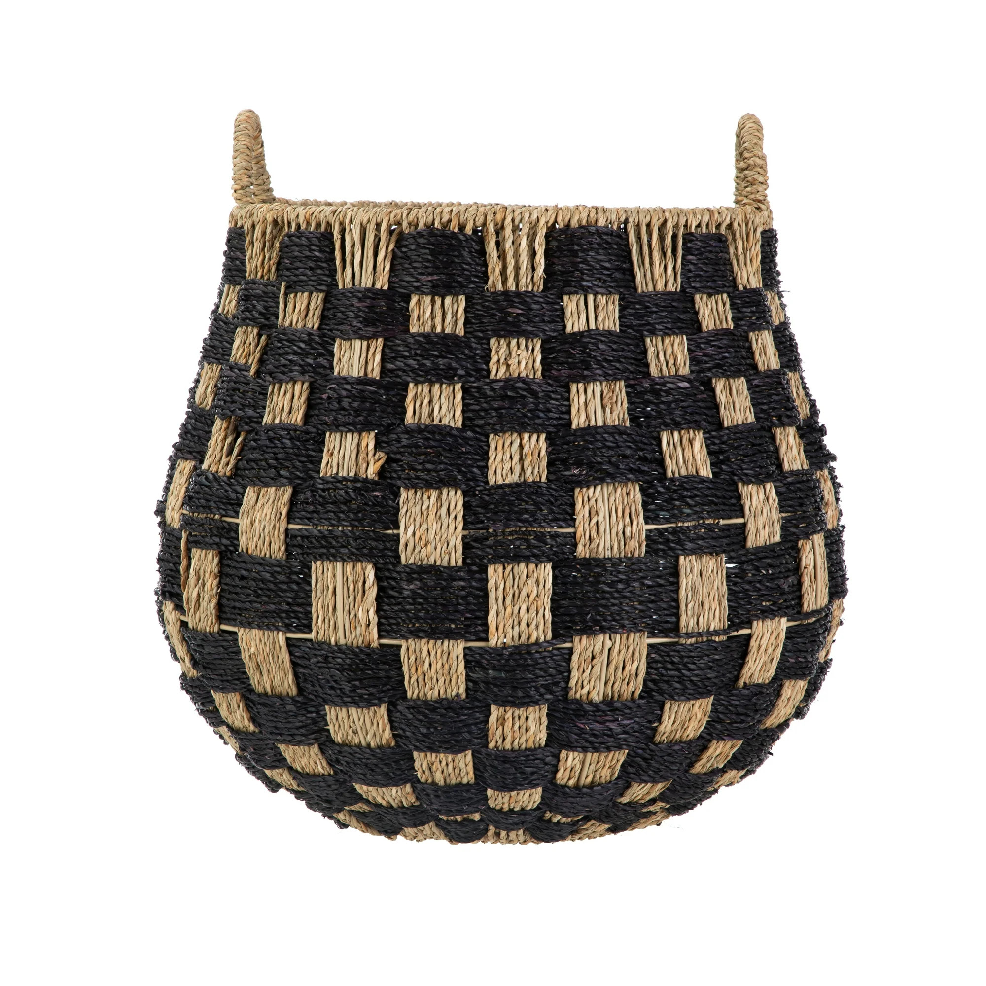 Better Homes & Gardens Large Round Checkered Seagrass Storage Basket with Handles, 2 Pack | Walmart (US)