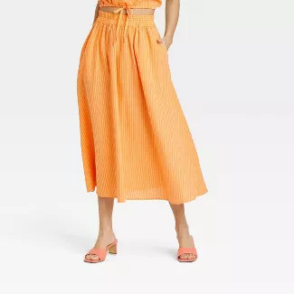Women's Smocked Waist Mid-Rise Linen A-Line Skirt - A New Day™ | Target