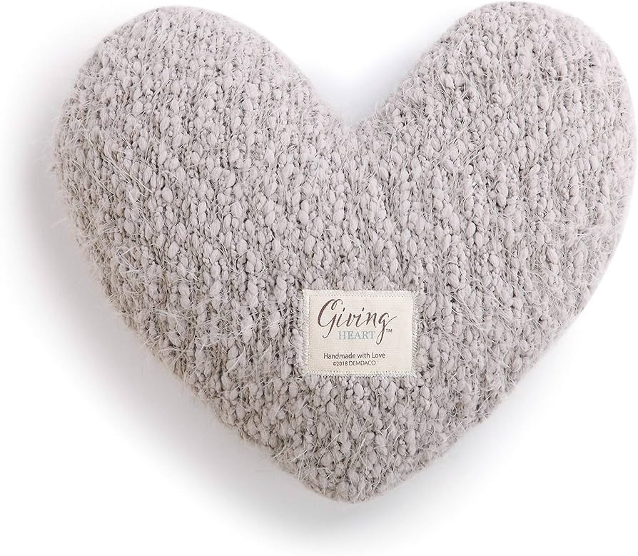 DEMDACO Taupe Grey Heart Shaped 10 x 11 inch Plush Polyester Decorative Throw Giving Pillow | Amazon (US)