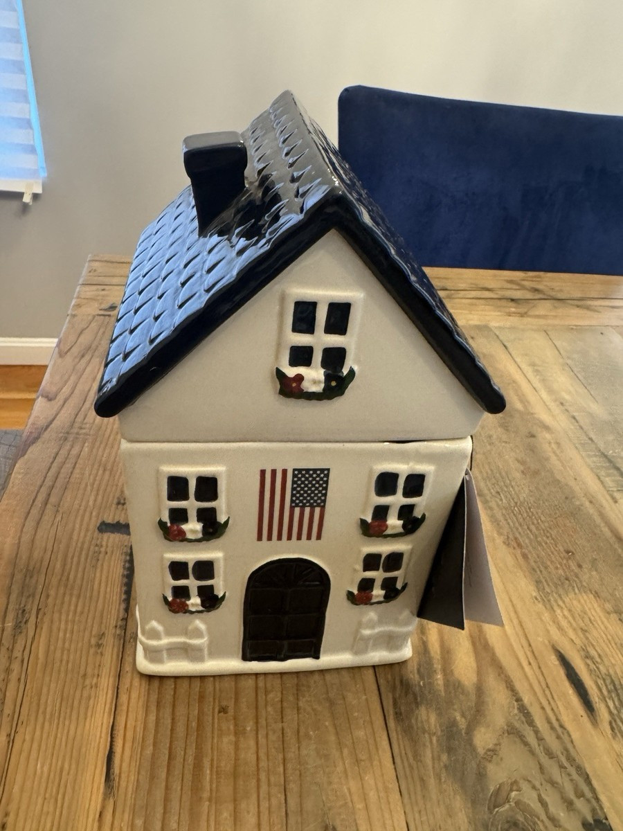 🇺🇸NWT Dabney Lee XL Ceramic Americana House Cookie Jar/Canister | eBay US