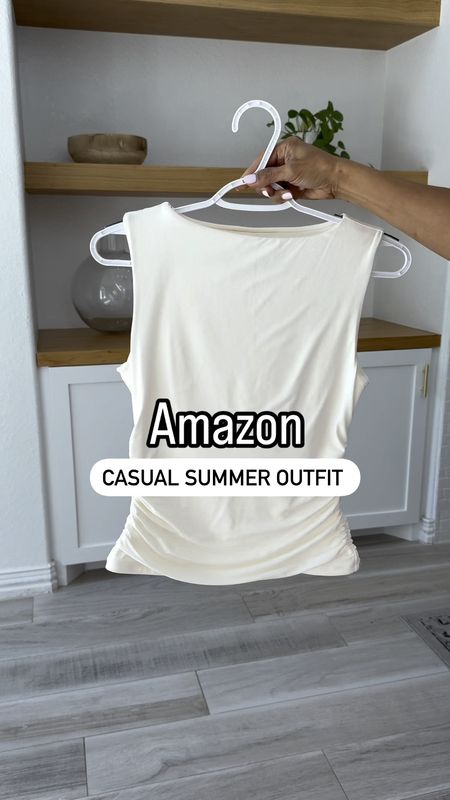 Pants in small tts. I’m 5’2”(I need to wear platform sandals or heels so they don’t drag on the ground just fyi). Can be used as work pants as well. Love the quality. 
Tank top in small. If in b/w sizes size up. 
Sandals fit tts.
Sling bag and accessories all linked.
Summer outfit, casual outfit, Amazon finds, mom style, petite style, fashion over 40, cargo pants, work pants, work from home outfit, wide leg pants. 


#LTKStyleTip #LTKOver40 #LTKVideo