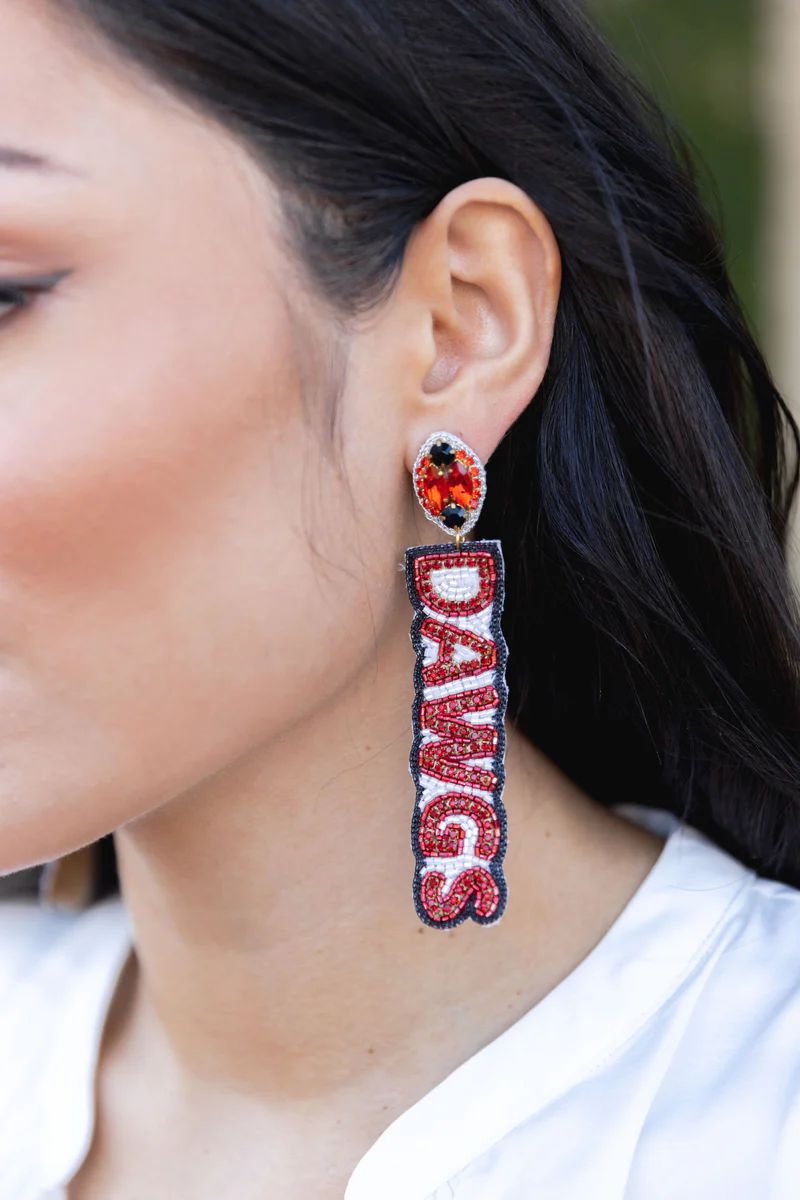 Georgia Dawgs Beaded Drop Earrings | Avara