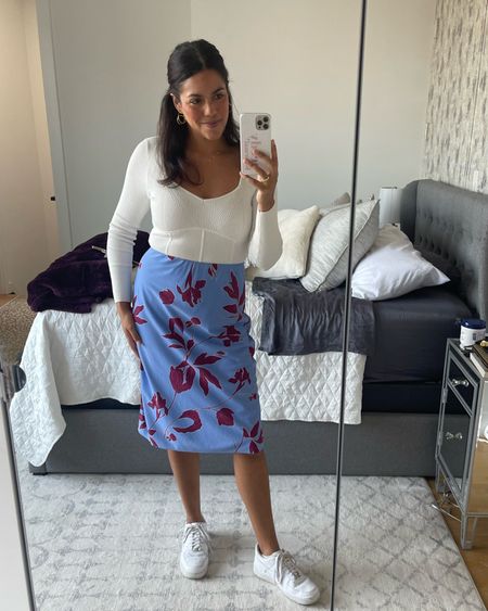 This was the perfect outfit for a casual outdoor happy hour where wanted to look springy! Wearing size medium Abercrombie bodysuit, size 10 Thakoon Collective slip skirt from RTR, and size 11 Nike Air Force One sneakers. 

Use code RTRALIJ for 40% off your first 2 months of rent the runway. 

#LTKstyletip #LTKSeasonal