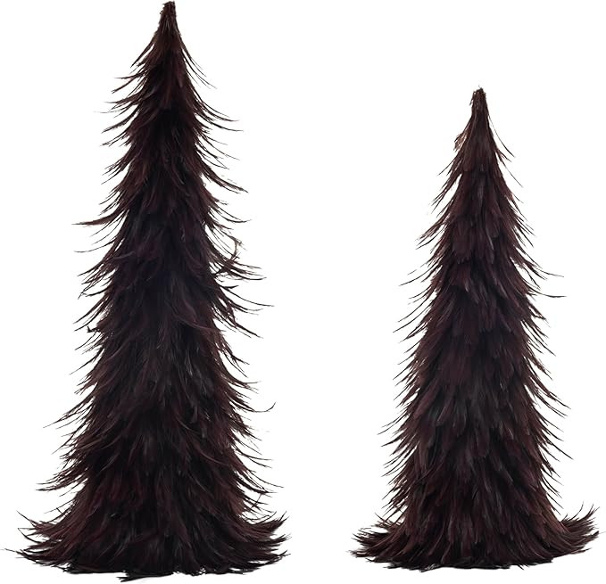 Creative Co-Op Feather Tree Decor, Burgundy, Set of 2 | Amazon (US)